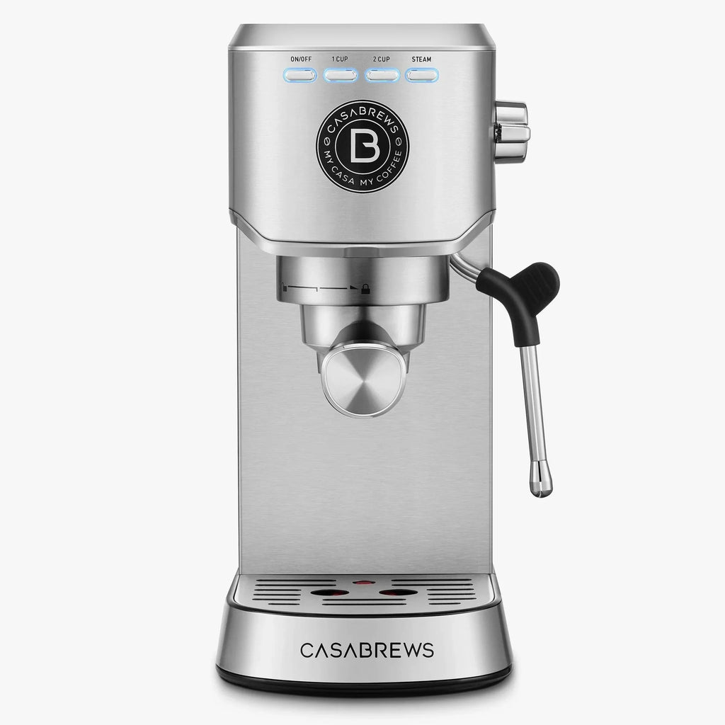 CASABREWS Espresso Machine With 20-Bar Pressure, 34 oz Water Tank, Milk Frother, Silver - 5418Basic