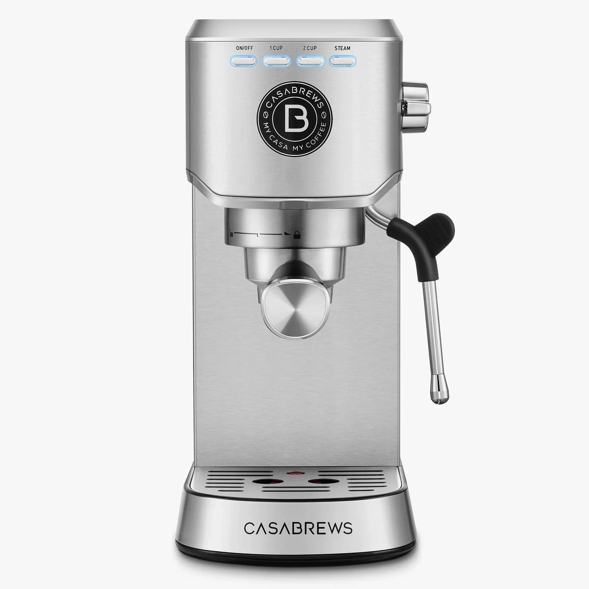 CASABREWS Espresso Machine With 20-Bar Pressure, 34 oz Water Tank, Milk Frother, Silver - 5418Basic