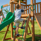 Cedar Mountain-Style Swing Set With 8-Foot Wave Slide And 2 Swing Positions - Grayson Peak