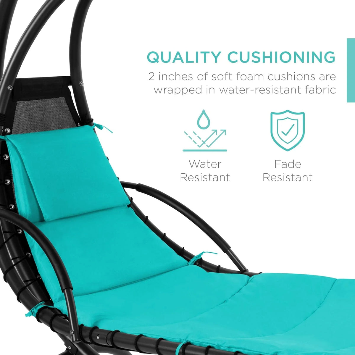 Best Choice Products Outdoor Hanging Steel Chaise Lounge Chair With Canopy, Charcoal Gray - SKY5871