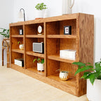 Triple Wide Wood Bookcase, 9 Shelf, 36 Inch Tall, 72 Inch Wide, 10.63 Inch Deep