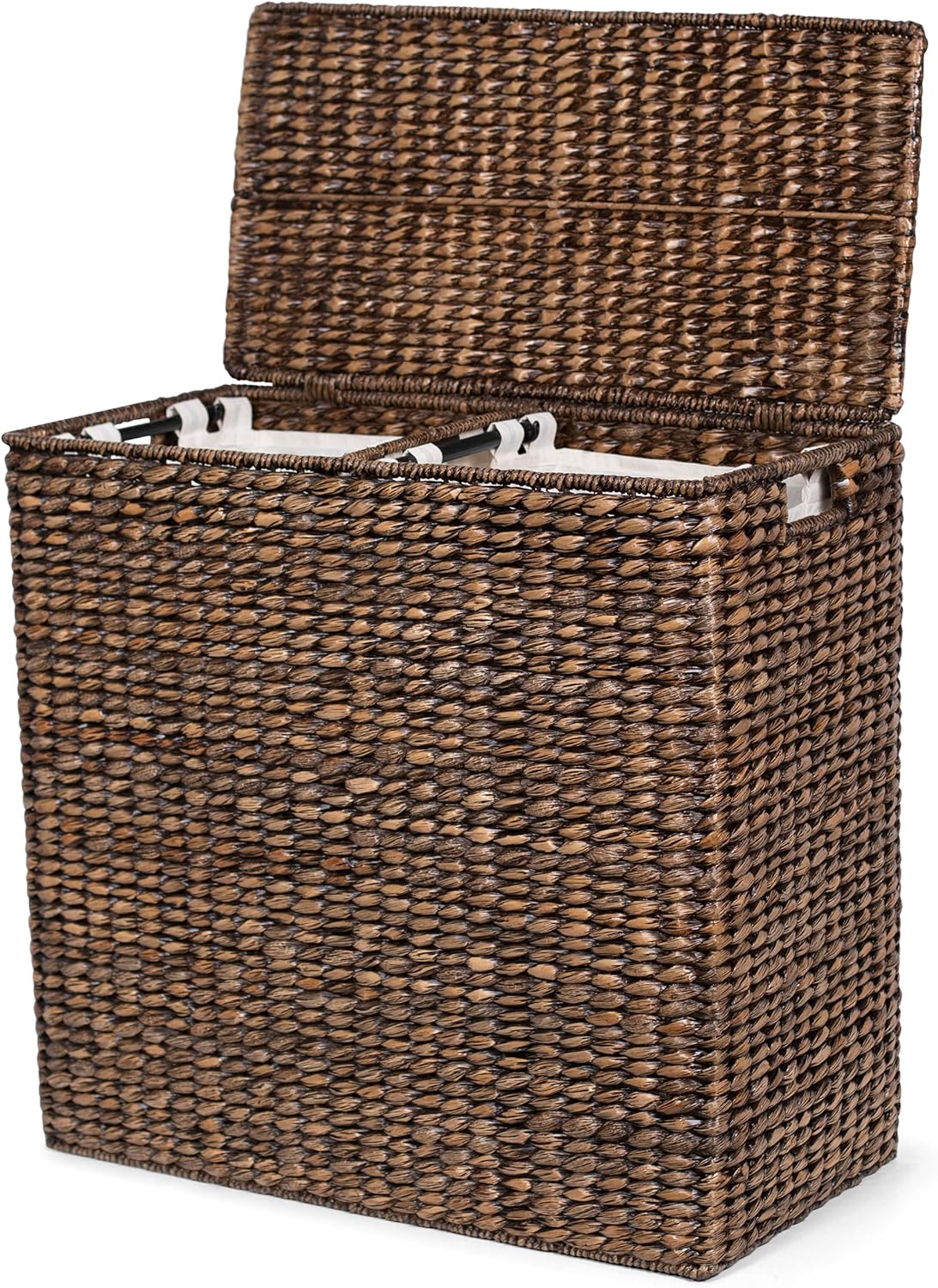 Sofia + Sam Oversized Divided Seagrass Hamper With 2 Canvas Liners, 28 x 14 x 27 Inches - 4602