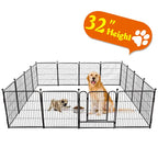 PawGiant Heavy Duty Metal Dog Playpen, 16 Panels, 32in Height - Portable Fence