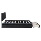 Roomfitters Full Size Upholstered Platform Bed With Hydraulic Storage System, 2 Drawers, Black - 78in L x 60.6in W x 37.8in H