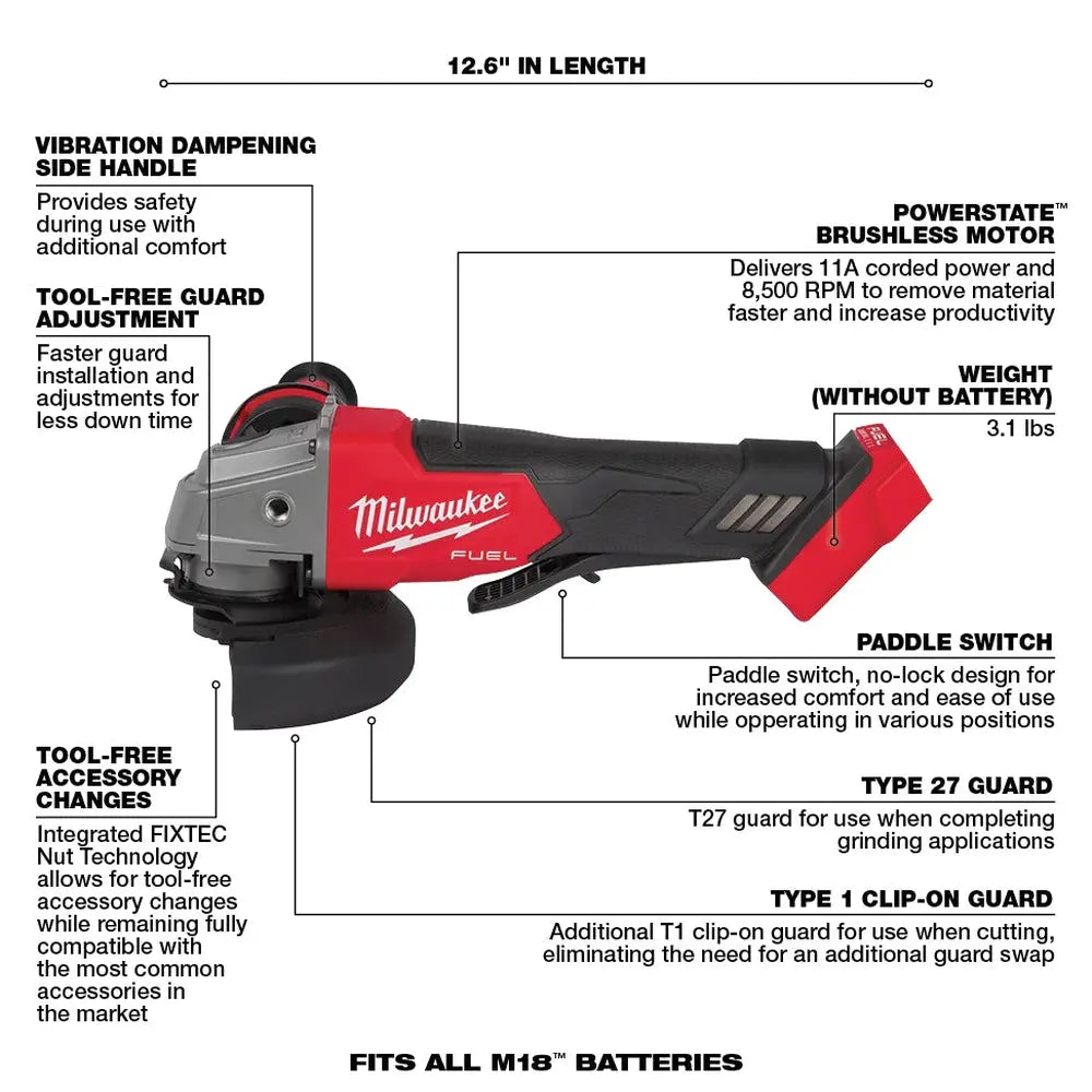 Milwaukee M18 Fuel 18V Lithium-Ion Brushless Cordless 7-Tool Combo Kit 5.0 Ah - 2998-27