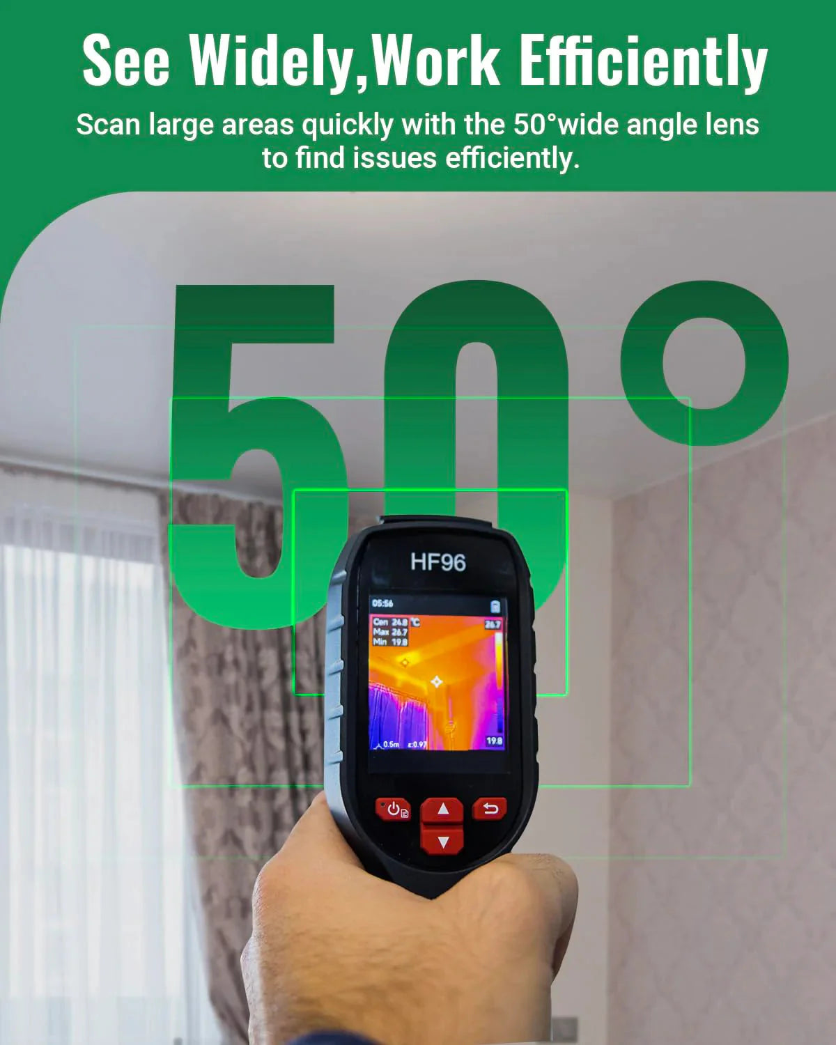 Thermal Imaging Camera With 96 x 96 IR Resolution, 240 x 240 Super Resolution, Laser Pointer - HF96