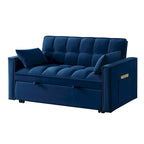 4-in-1 Velvet Pull-Out Sleeper Sofa Bed Loveseat With Reclining Backrest And 2 Side Pockets
