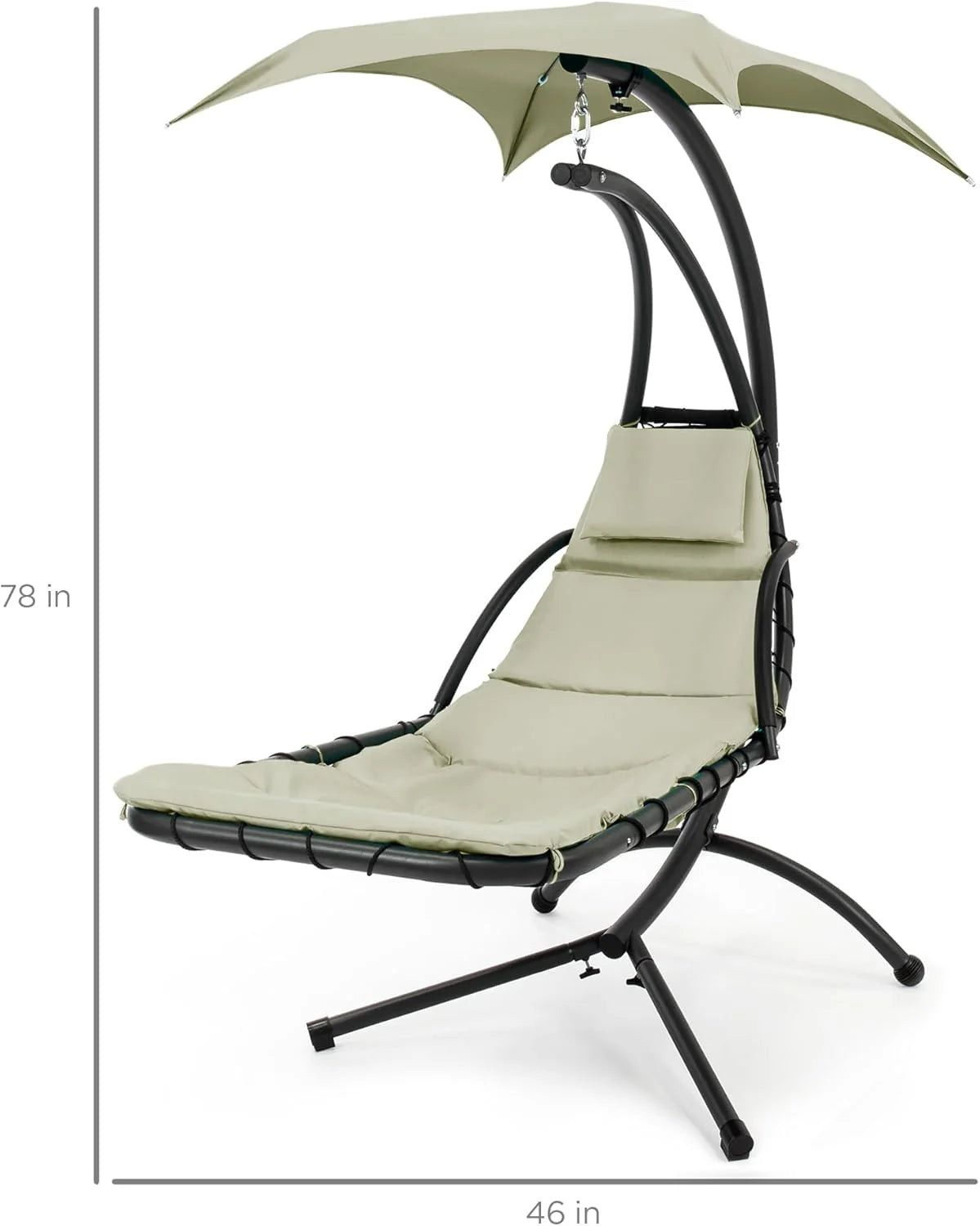 Best Choice Products Outdoor Hanging Steel Chaise Lounge Chair With Canopy, Charcoal Gray - SKY5871