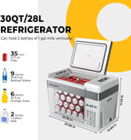 BougeRV 23 Quart Portable Car Refrigerator Freezer, Grey, 12/24V DC - CR22