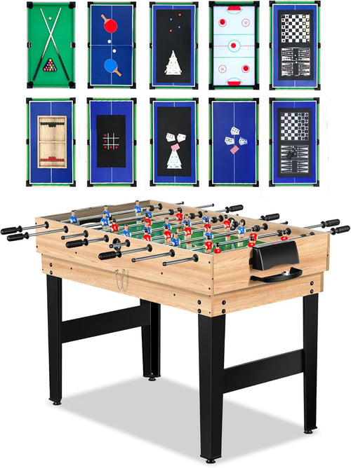 12-In-1 Game Table, 48in L x 24in W x 26.5in H, Engineered Wood, Wood-1