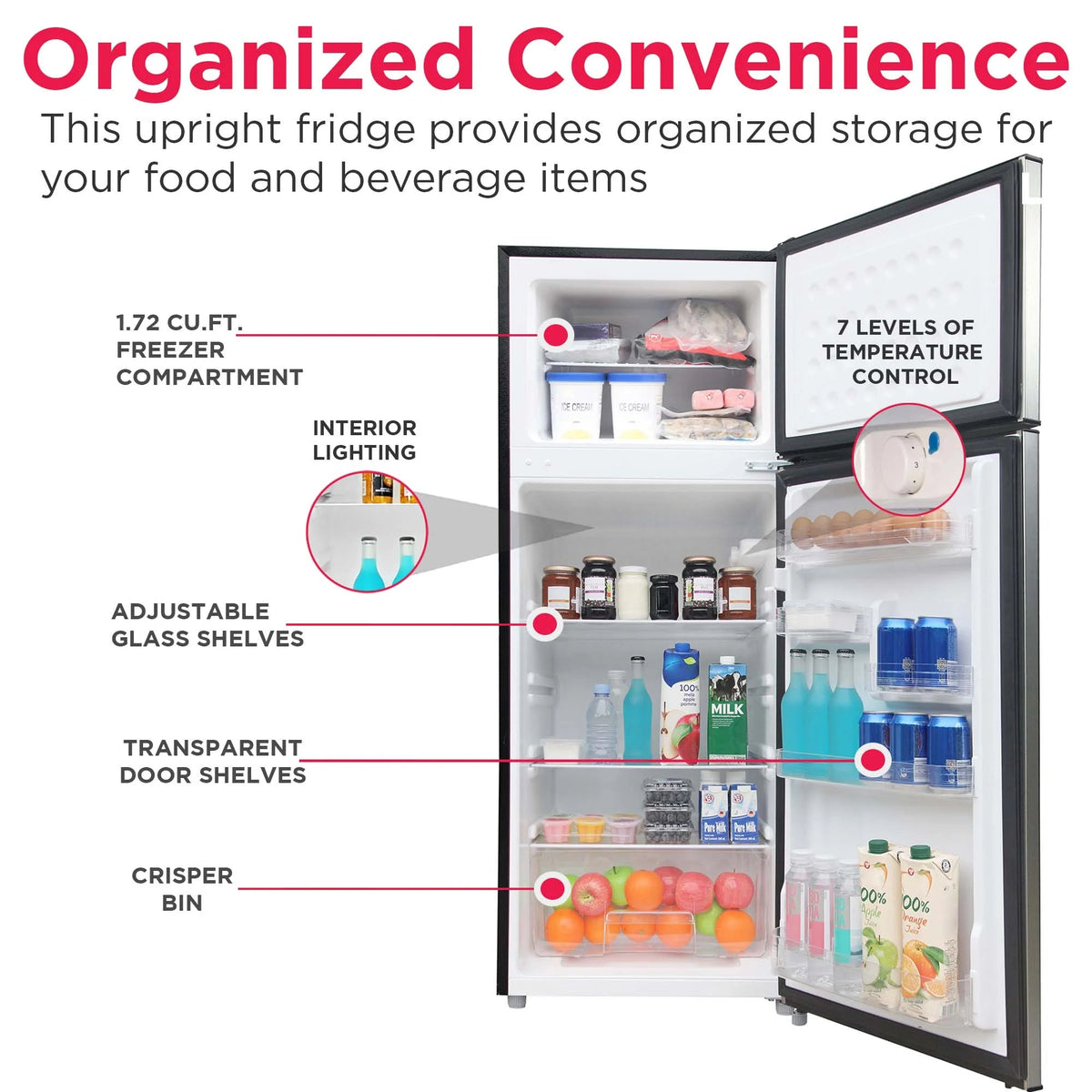 Frigidaire 21 in 7.5 Cu. Ft. Retro Top-Freezer Refrigerator, Standard Door Style, Stainless Look