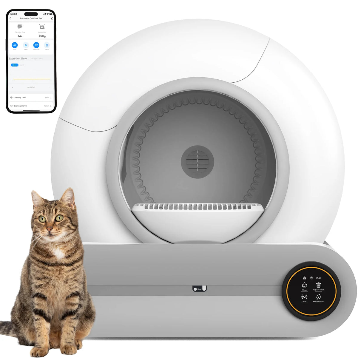 Advwin Self-Cleaning Cat Litter Box, 65L + 9L, 48cm x 53cm x 51cm
