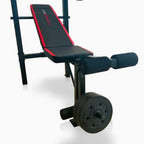 Adjustable Standard Weight Bench With Rack, Leg Extension And 90 lb Weight Set - 59 in L x 54.75 in W x 48 in H