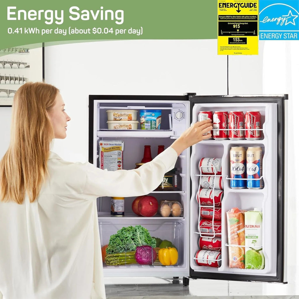Mini Refrigerator With Internal Freezer, 3.2 Cu. Ft, Black, 17.5 x 17.7 x 31.5 in