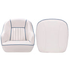 Pontoon Boat Captain's Bucket Seat, White & Blue, 19.5 in H x 22 in W x 21.5 in D - Boat Cabin Seating
