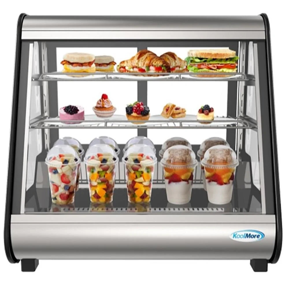 KoolMore 35 inch NSF Commercial Countertop Refrigerator Display Case, 5.6 Cu. Ft., Black And Stainless Steel - CDC-5C-BK