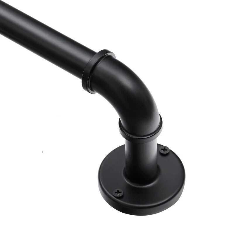 1 Inch Industrial Wrap-Around Curtain Rods, Matte Black, 28-48 in, 48-86 in, 86-120 in