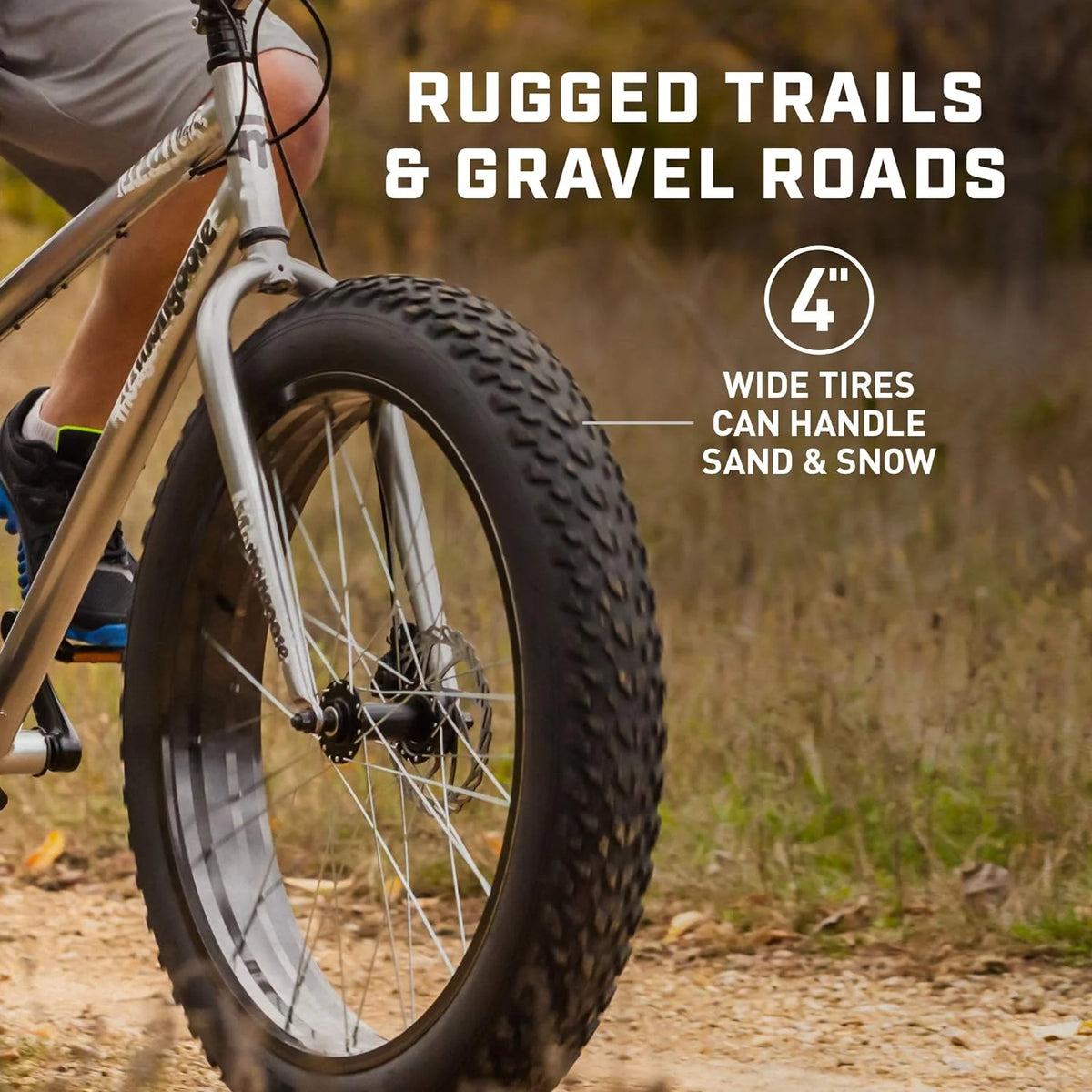 Mongoose Malus Adult Fat Tire Mountain Bike, 26-Inch Wheels, 4-Inch Tires, 7-Speed - R5714C