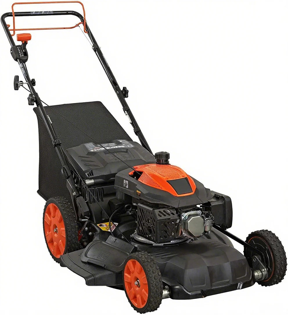 22 Inch 201cc 3-in-1 Gas Self-Propelled Lawn Mower With CVT And High Wheels
