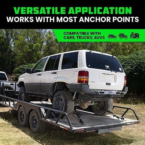 Rhino USA Car Tie-Down Straps With J Hooks, 4-Pack, 2 Inch x 8 Feet, Black - HDKIT-P 2IN-HDKIT