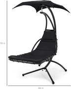 Best Choice Products Outdoor Hanging Steel Chaise Lounge Chair With Canopy, Charcoal Gray - SKY5871