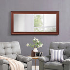 Full Length Oversized Rectangle Wall Mirror With Smooth Faux Wood Frame