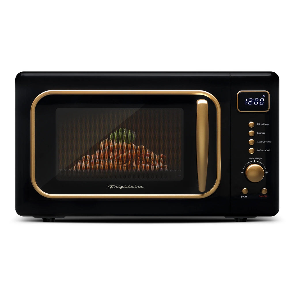Frigidaire Retro Countertop Microwave Oven, 0.7 Cu. Ft., 700 Watts, Black And Gold