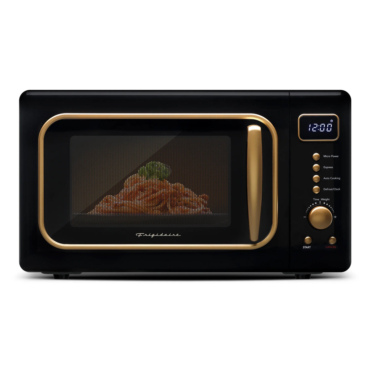 Frigidaire Retro Countertop Microwave Oven, 0.7 Cu. Ft., 700 Watts, Black And Gold