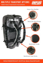 UNPLUG Waterproof Duffel Backpack, 65L, Adventure Orange - 100000
