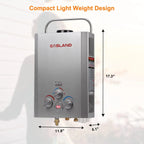 GASLAND Portable Outdoor Propane Tankless Water Heater 6L 1.58 GPM Silver - BE158S
