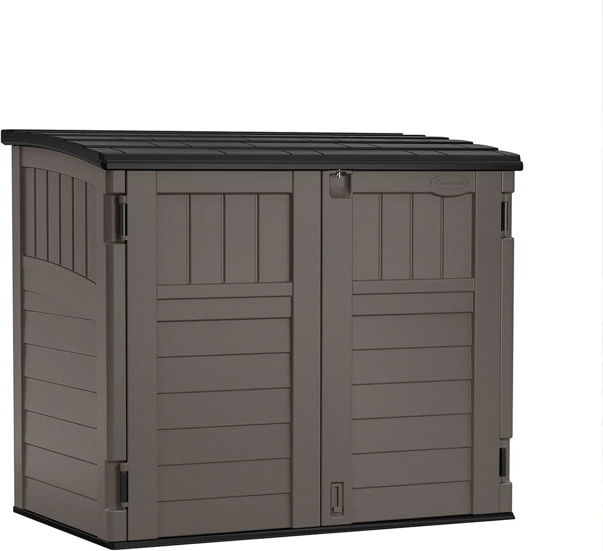 34 Cu. Ft. Horizontal Resin Storage Shed With Locking System, Stoney/Black - 53in D x 32.25in W x 45.5in H