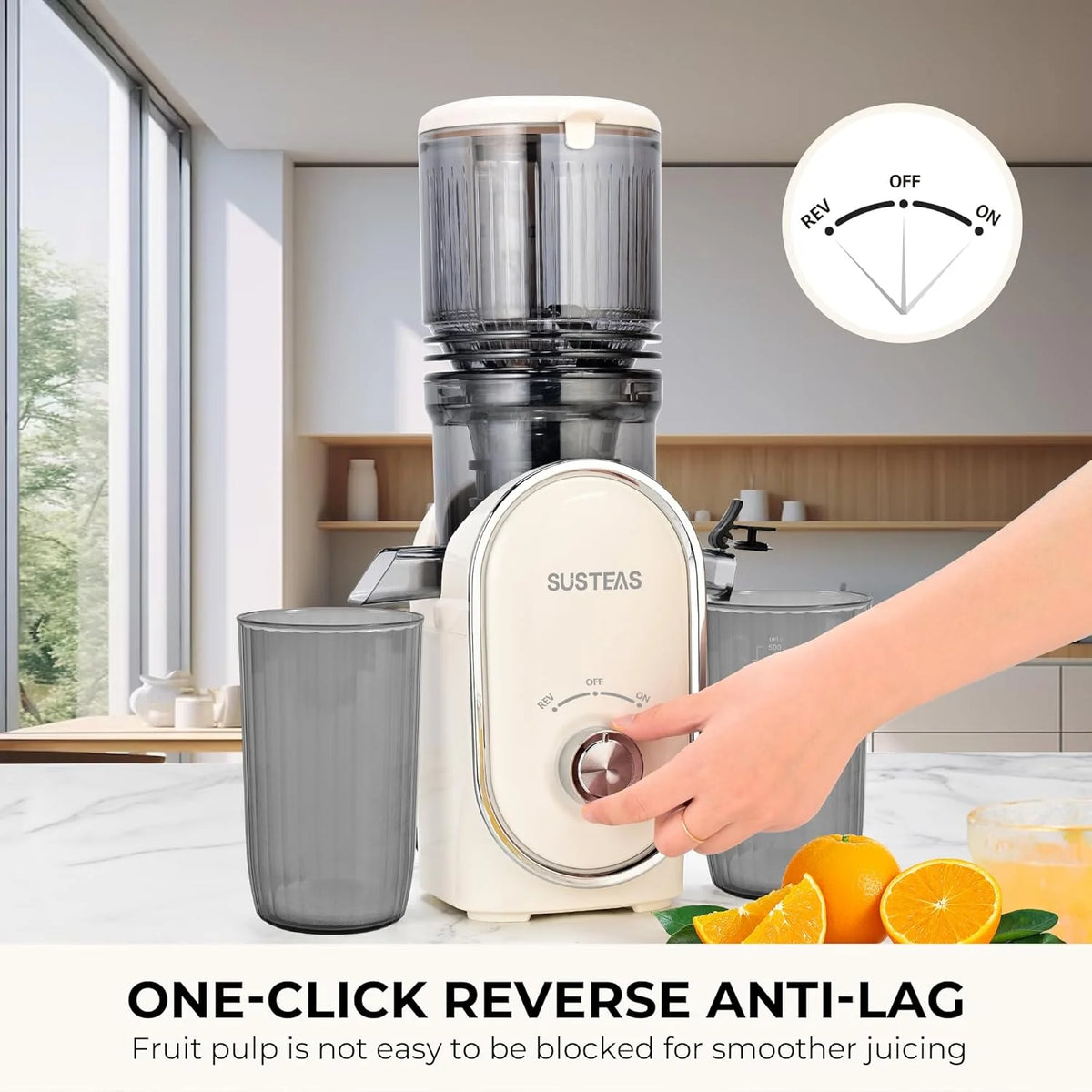 Cold Press Juicer, 5.3-Inch Feed Opening, 300 Watts, White