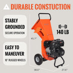 EFCUT Wood Chipper Shredder Mulcher, 4 inch Max Capacity, 9 HP 274cc Gas Engine - C40