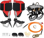 Tree Climbing Spikes Set With Safety Seat And 10FT Steel Wire Core Flip Line Kit