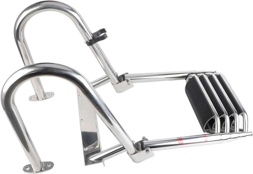 4-Step Telescoping Stainless Steel Boat Ladder With Handrails And Wide Steps - 600 lb Capacity