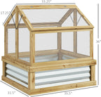 Raised Garden Bed With Polycarbonate Cold Frame Greenhouse, 35.5 x 31.5 x 36 in, Natural Wood