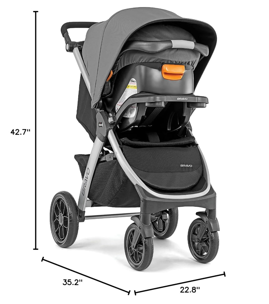 Chicco Bravo Primo Quick-Fold Stroller And KeyFit 35 Zip Infant Car Seat Travel System