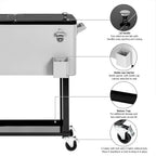 80 Quart Rolling Ice Chest With Shelf - Grey