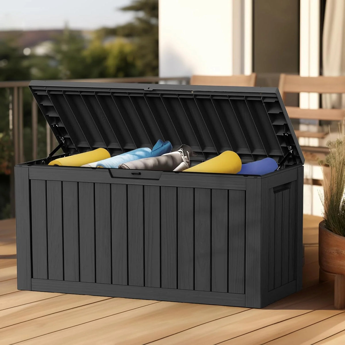 260 Gallon Gray Resin Outdoor Storage Deck Box