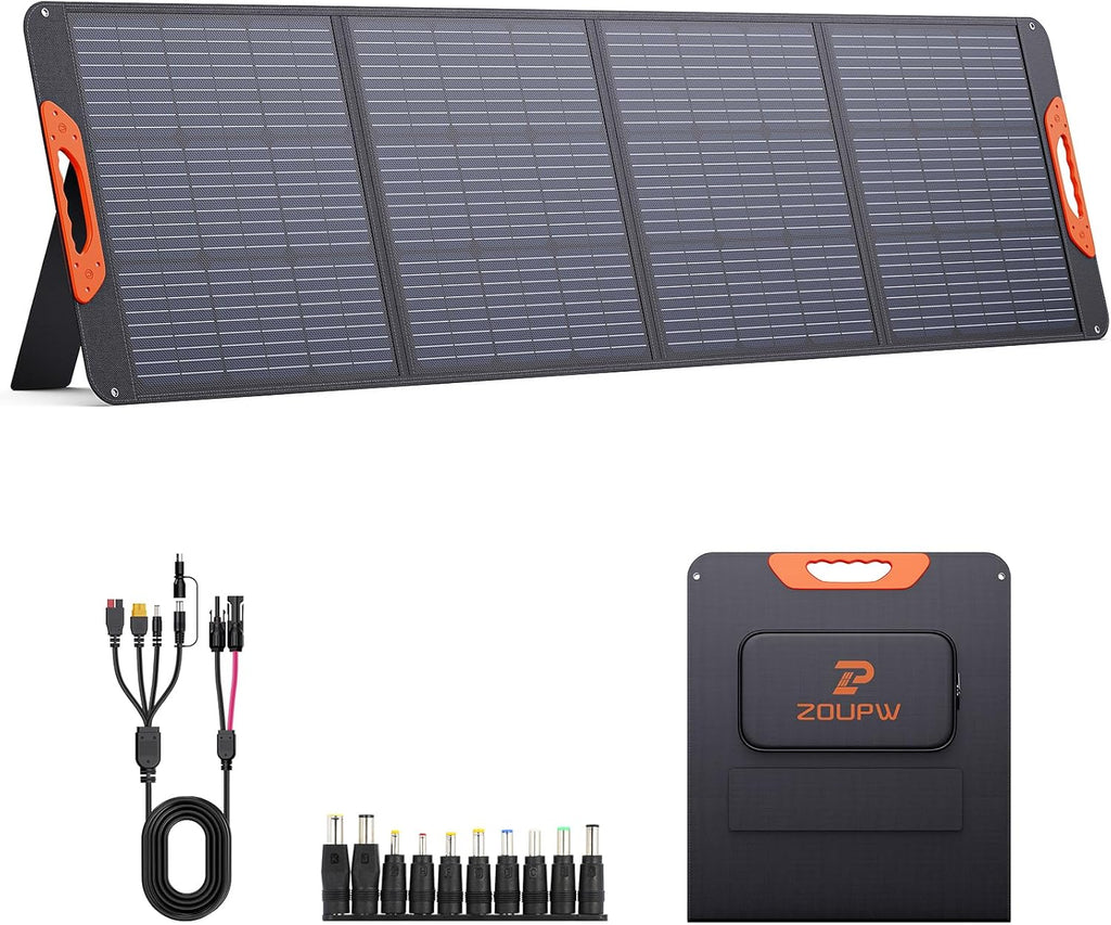 ZOUPW Portable Solar Panel 200W 20V ETFE - 93.78in x 21.06in x 0.98in