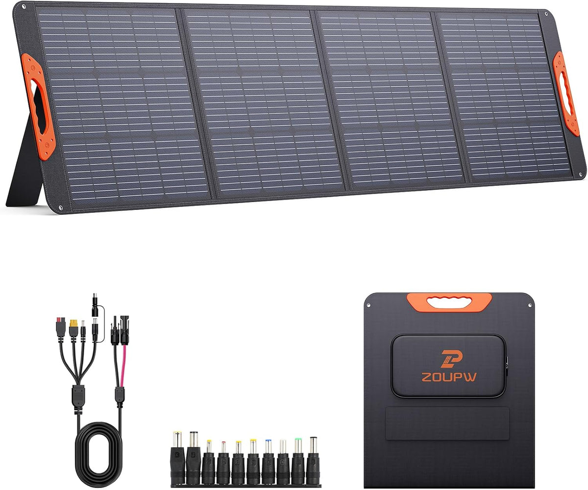 ZOUPW Portable Solar Panel 200W 20V ETFE - 93.78in x 21.06in x 0.98in