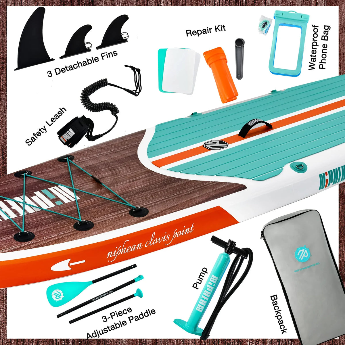 Niphean Inflatable Stand Up Paddle Board, 10'6in x 33in x 6in