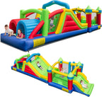 Inflatable Obstacle Course Bounce House With Dual Slides, Tunnels And Climbing - 11396