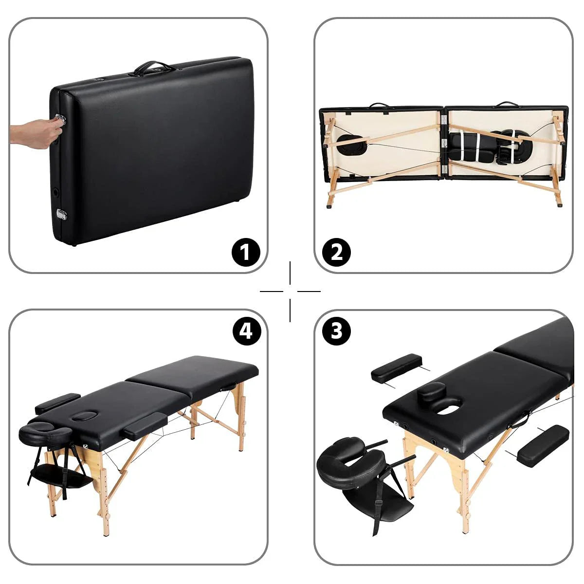 Yaheetech Portable Foldable Massage Table With Adjustable Headrest - 25in To 33.3in