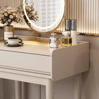 Makeup Vanity Desk With Drawers, Detachable Mirror, Makeup Box And Cushioned Stool - 50x40x79cm