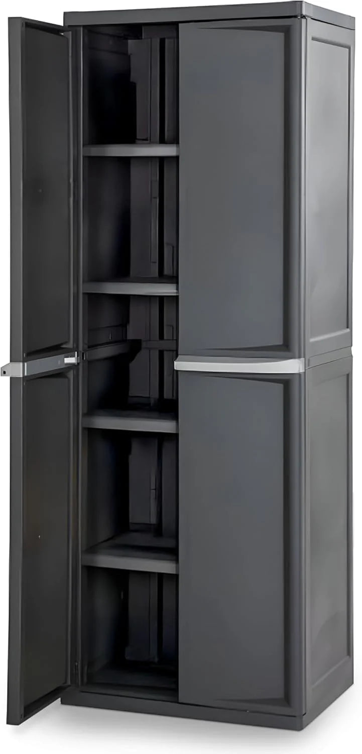 Sterilite Plastic Storage Cabinet, Flat Gray, 4 Adjustable Shelves, 2 Pack - 01423V01 / 0142