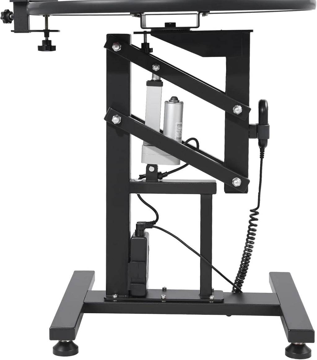 Electric Hydraulic Lift Pet Grooming Table, 24in 360 Degree Rotating Desktop, Black