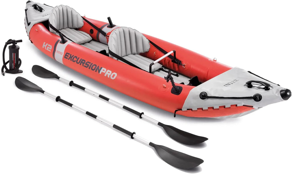 Excursion Pro K2 Inflatable 2-Person Kayak Set With 86in Paddles And Pump - 68309EP