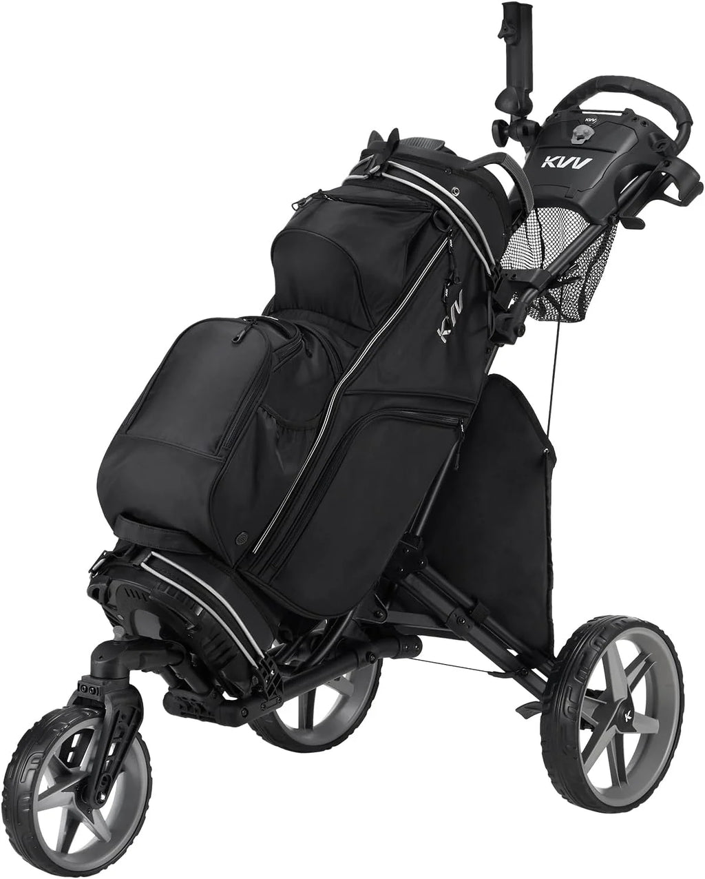 Aluminum Golf Push Cart With 360 Degree Rotating Front Wheel - 44.69in D x 27.75in W x 49.4in H
