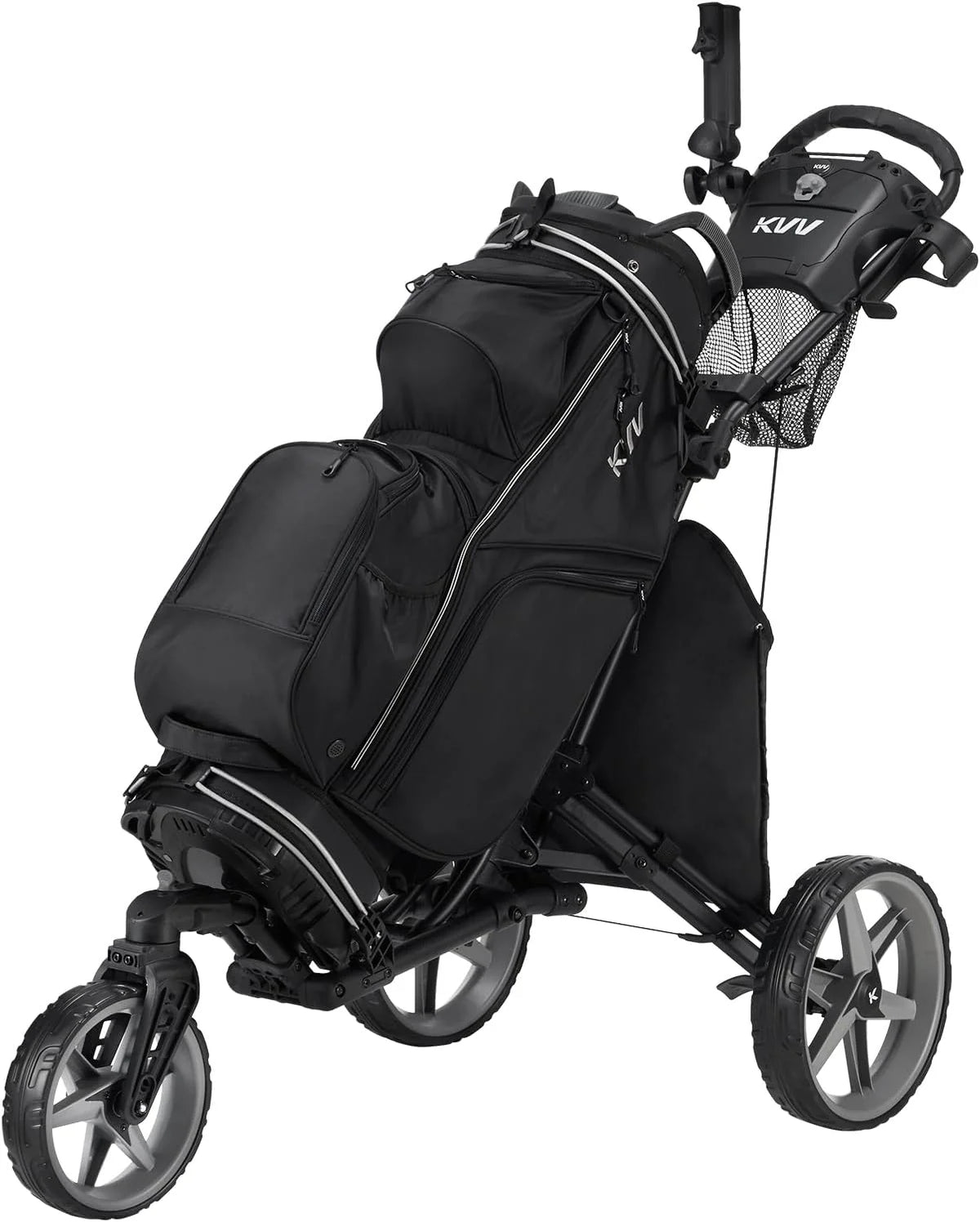 Aluminum Golf Push Cart With 360 Degree Rotating Front Wheel - 44.69in D x 27.75in W x 49.4in H